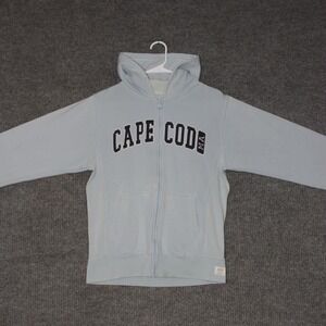 Cuffys Cape Cod MA Womens Size S Light Blue Zip Up Hoodie Sweatshirt Athletic